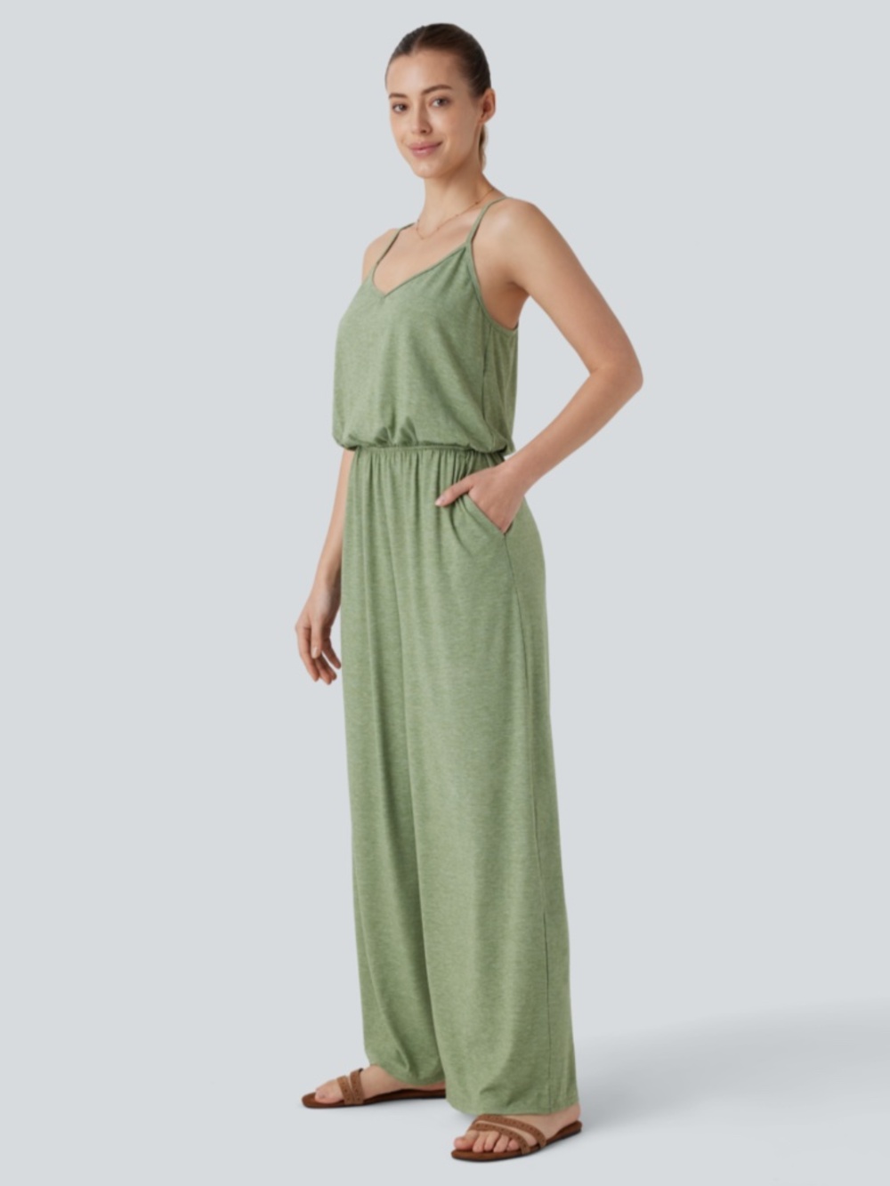 Halara Adjustable & Removable Strap Pocket Wide Leg Jumpsuit - Picture 5 of 9
